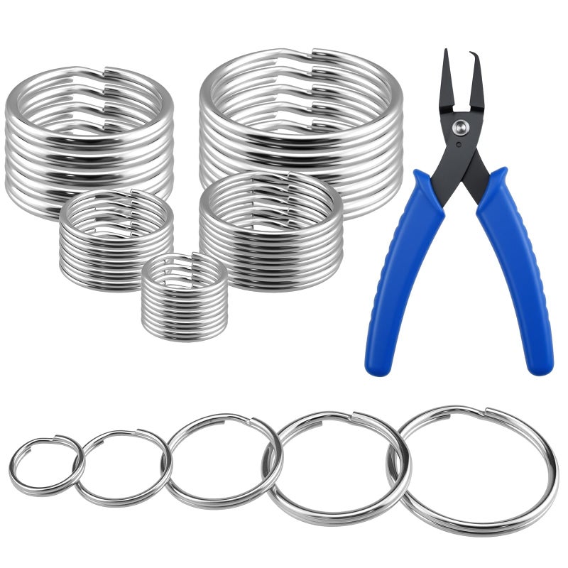 MARRTEUM 50 Pcs 5 Sizes 15 20 25 30 35mm Key Rings with Ergonomic Opener Made of 304 Stainless Steel Round Flat Split Design Ideal for Arts Craft Pet Collar DIY Projects - Image 3
