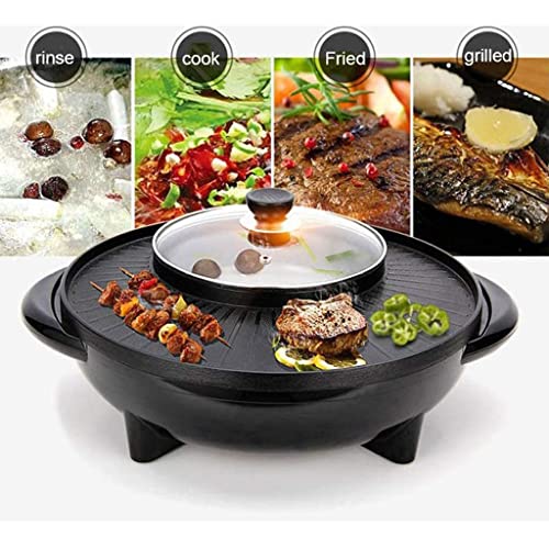 Delavala Non-Stick Portable Barbecue Stove/Grill with Hot Pot 2 in 1 Indoor Non-Stick Electric Hot Pot and Griddle for Korean BBQ, Steaks, Shabu-Shabu and Noodles, Soup Maker - Electric Cooker (C) - Image 4