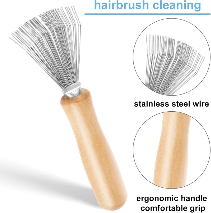 Andibro Hair Brush Cleaner Tool, Comb Cleaning Brush Rake Design, Stainless Steel & Wood, Unisex, Women & Girls - Image 5