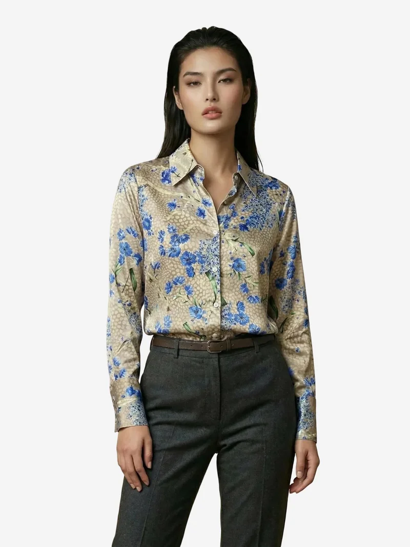 MY FASHION MY FASHION Floral Print Long Sleeve Button-Up Shirt
