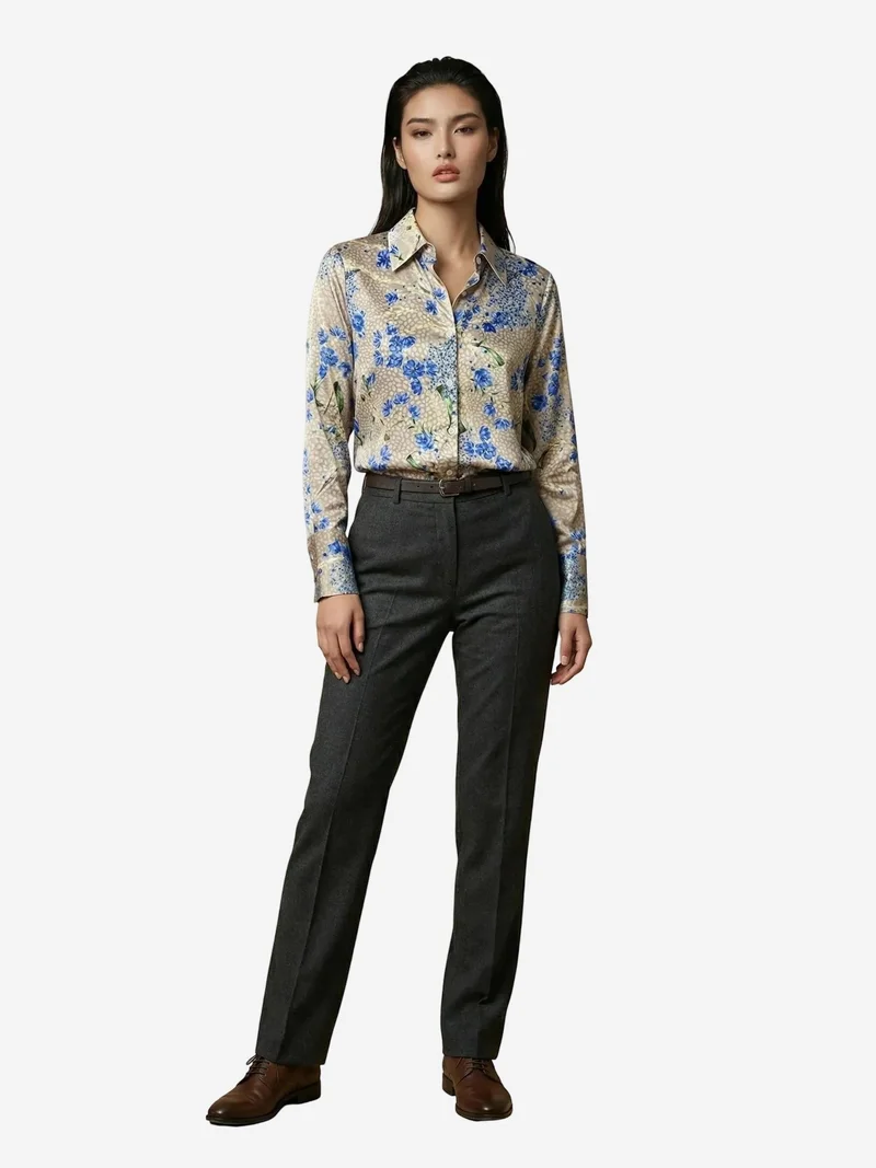 MY FASHION MY FASHION Floral Print Long Sleeve Button-Up Shirt