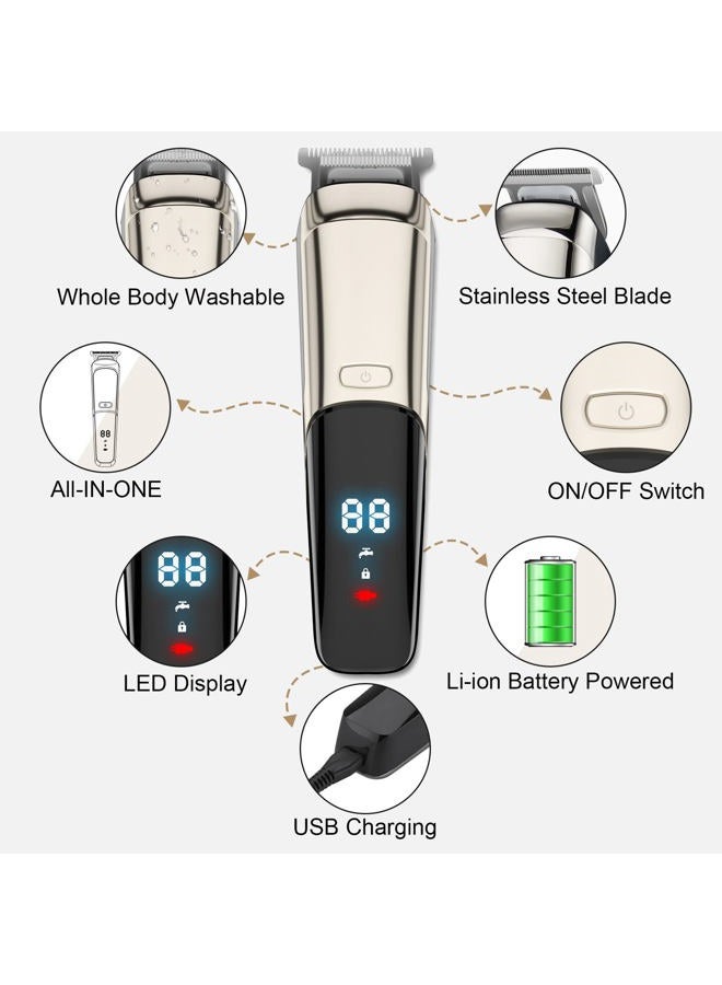 Generic Beard Trimmer, Cordless Hair Clippers for Men Body Hair Trimmer, Mustache Nose Facial Cutting Groomer, Waterproof Electric Shaver 11 in 1 Grooming Kit, USB Rechargeable & LED Display 1.0 Count  - Image 4