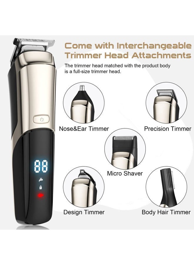 Generic Beard Trimmer, Cordless Hair Clippers for Men Body Hair Trimmer, Mustache Nose Facial Cutting Groomer, Waterproof Electric Shaver 11 in 1 Grooming Kit, USB Rechargeable & LED Display 1.0 Count  - Image 2