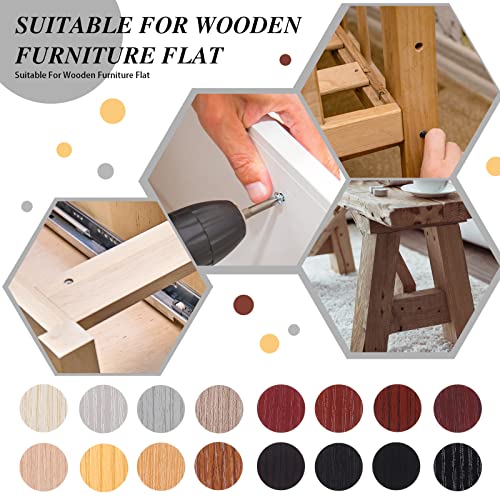 Epakh 864 Pcs Screw Covers Wood Stickers for Furniture 0.83 Inch Screw Hole Stickers Waterproof PVC Cover Caps Adhesive Wood Grain Decals for Holes Wall Cabinets Bookcase Desk(Multi Color) - Image 4