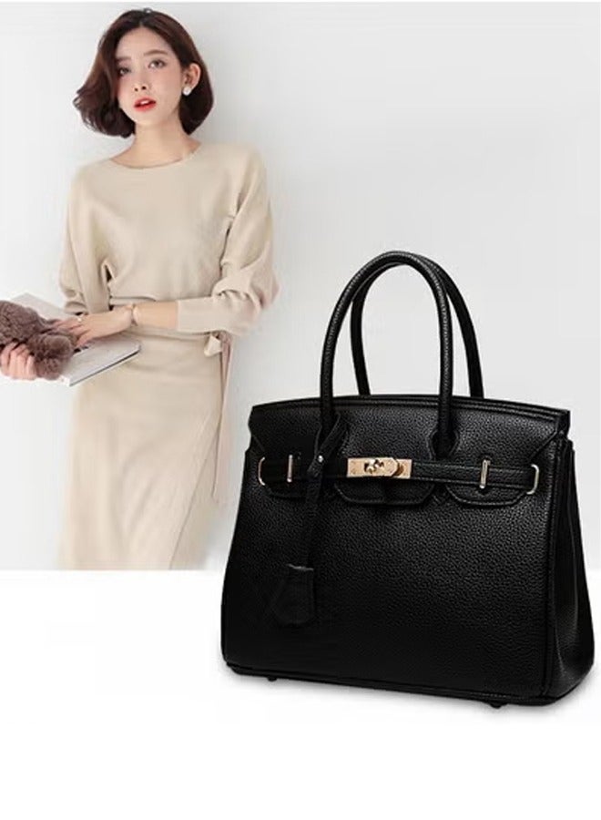 New Women’s Leather Handle Handbag Elegant handbags for women Fashion Tote Bags Faux Leather Shoulder Bag Handbag High-grade Texture Lychee patterned Hand Bag Fashion Light Luxury Portable Practical Bag Retro Shoulder Bag  - Image 1