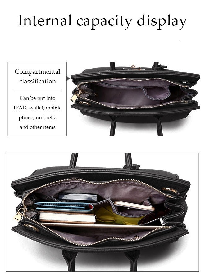 New Women’s Leather Handle Handbag Elegant handbags for women Fashion Tote Bags Faux Leather Shoulder Bag Handbag High-grade Texture Lychee patterned Hand Bag Fashion Light Luxury Portable Practical Bag Retro Shoulder Bag  - Image 4