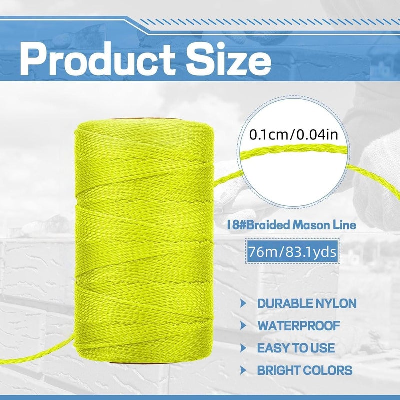 2 Rolls 18 Mason Twine Total 152m 498.6ft Nylon Brick Layer Line Fluorescent White And Orange For Construction And Leveling - Image 1