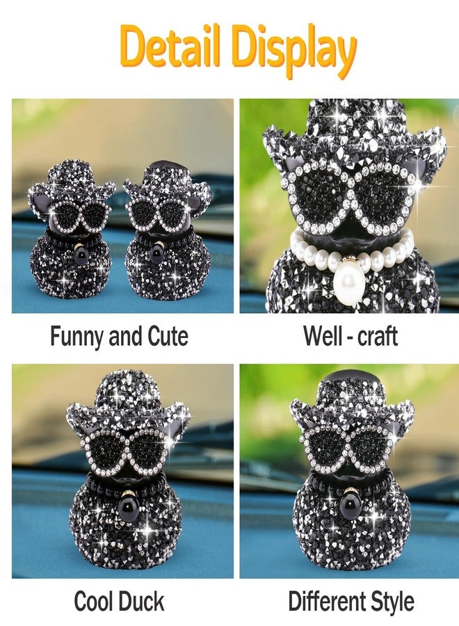 wonuu Black Diamond Rubber Duck Car Dashboard Decorations Car Ornaments for Cool Car Accessories, A-White - Image 4