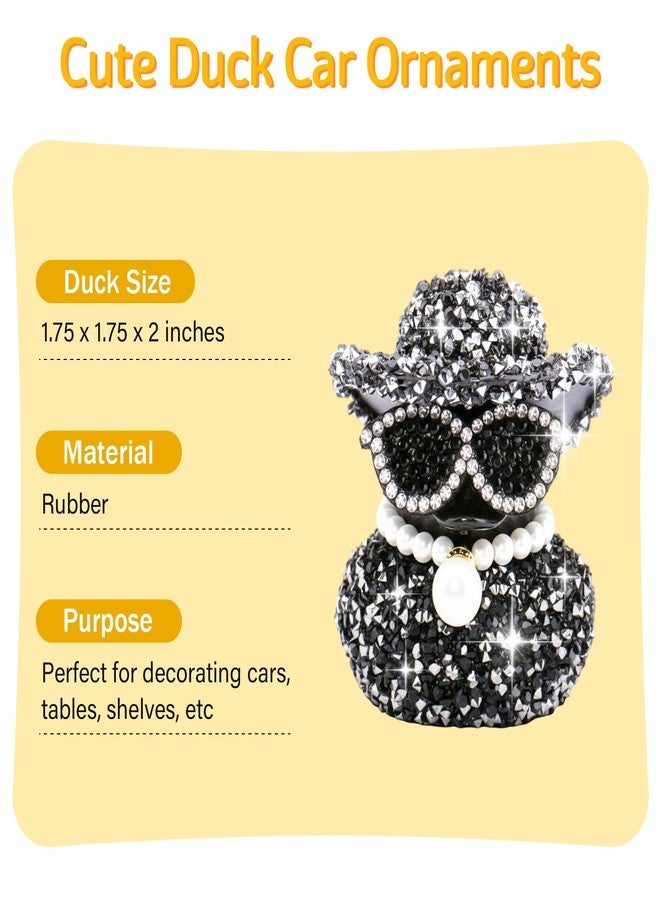 wonuu Black Diamond Rubber Duck Car Dashboard Decorations Car Ornaments for Cool Car Accessories, A-White - Image 3