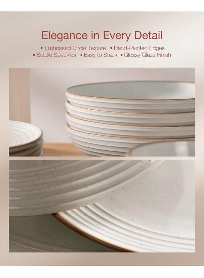 Famiware Jupiter Dinnerware Set, Plates and Bowls Dish Sets for 4 (12 Pieces), Microwave and Dishwasher Safe Stoneware Tableware, Chip and Scratch Resistant, White - Image 4