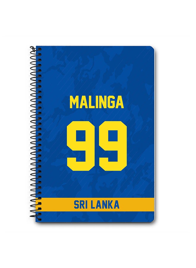 Stylizedd Designer A5 Spiral Notebook Memo Notepad Journal Player - Lasith Malinga, Jersey Number -99 - Image 1