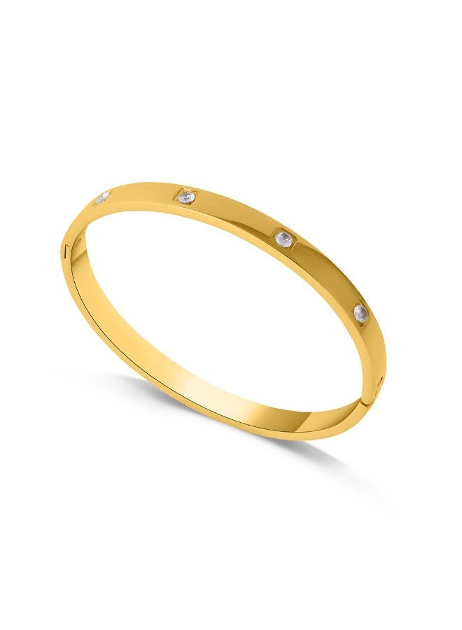 PALMONAS 18k Gold Tone Plated Dazzling Stone Bangle Bracelet
 for Women - Image 1