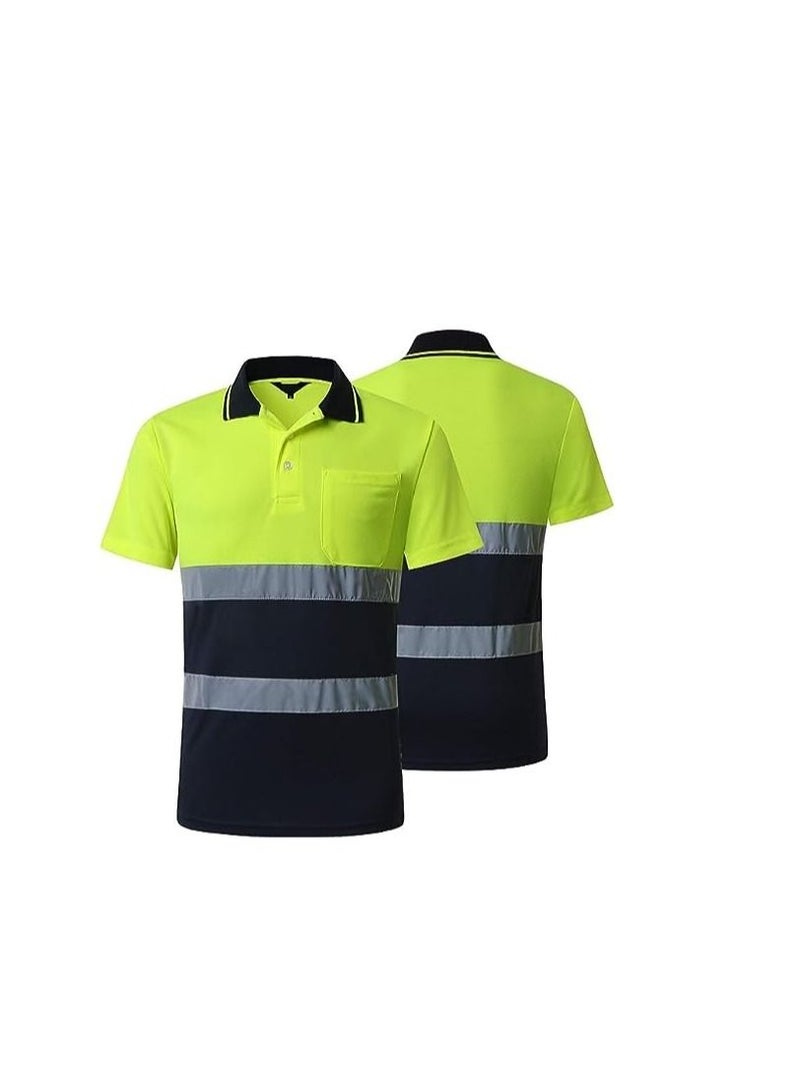 ABBASALI High Visibility Polo Shirt for Men Short Sleeve Safety Reflective  - Image 1
