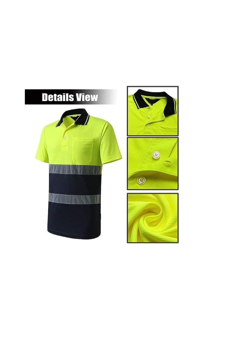 ABBASALI High Visibility Polo Shirt for Men Short Sleeve Safety Reflective  - Image 2