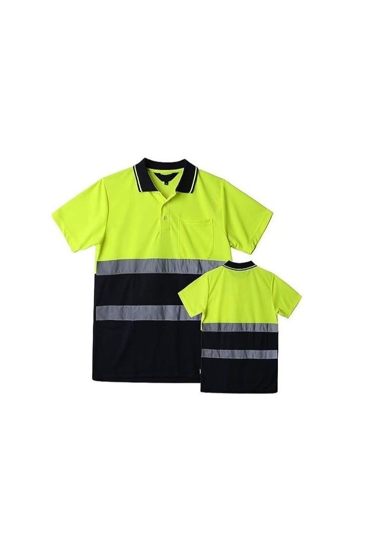 ABBASALI High Visibility Polo Shirt for Men Short Sleeve Safety Reflective  - Image 3