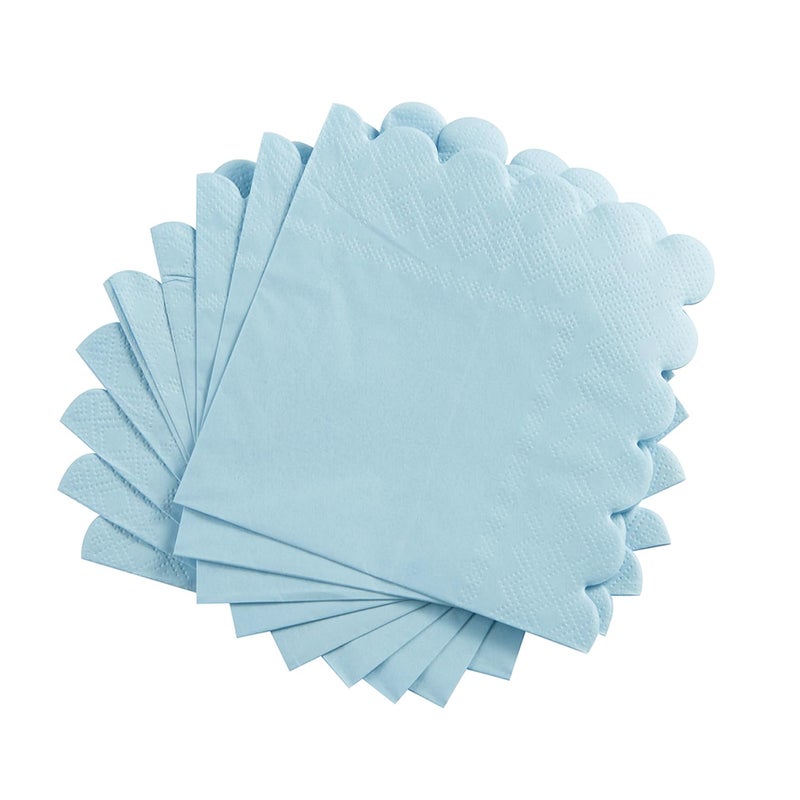 BEFORYOU 200 Pack Cocktail Napkin 2-Ply Scalloped Edged Dessert Napkins Folded 5 x 5 Inches Disposable Napkins for Dinner Wedding Birthday Party Bridal Anniversary Reception Event (Light Blue) - Image 3
