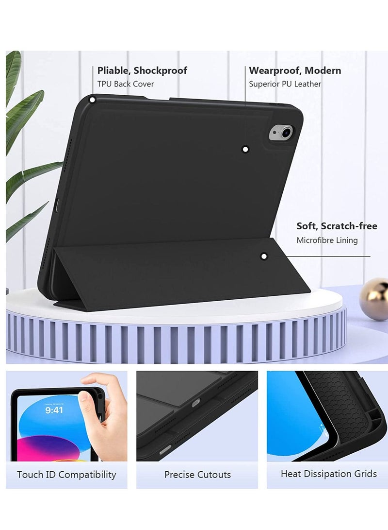 حافظة iPad Air من الجيل الخامس الجيل الرابع 2022/2020 حافظة iPad ذكية مقاس 10.9 بوصة [تدعم Touch ID و Auto Wake / Sleep أسود - Image 2