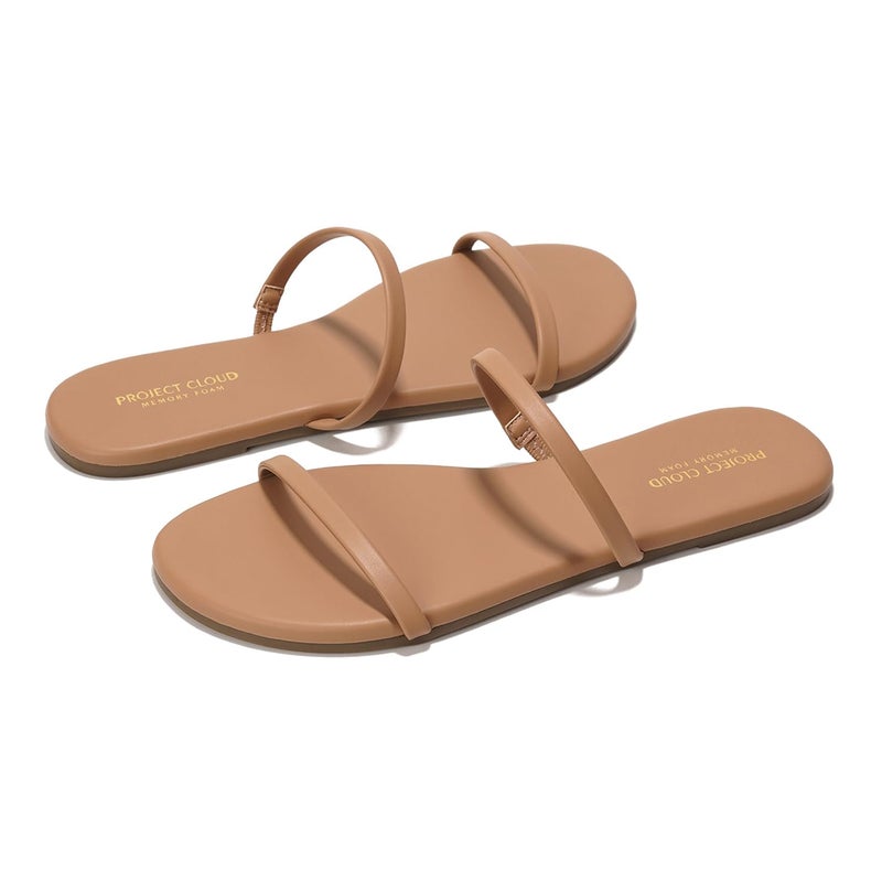 Project Cloud Summer Sandals for Women 2026 - Memory Foam Insole and Eco-Crafted Leather Beach Flip Flops for Women - Non Slip and Lightweight Double Strap Womens Sandals (Transition, TAUPE,9) - Image 2