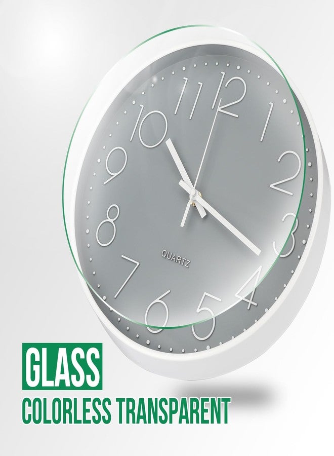 bakbrand Wall Clock 12 Inch Non-Ticking Silent Modern Simple Style Round Decor Clock Gray Stereoscopic Dial Quartz Wall Clocks for Home/Office/School/Living Room/Bedroom/Kitchen - Image 5