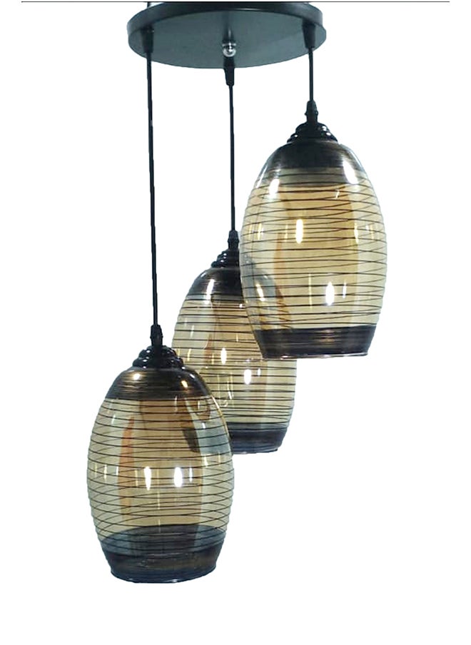 Generic Triple Chandelier, Metal And Glass 