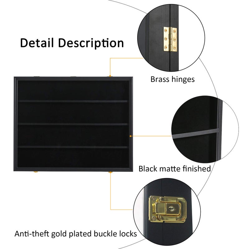 KCRasan 36 Graded Sports Card Display Case - Baseball Card Display Case Lockable - Collection Card Display, Wall Display Frame for Basketball Football Hockey Trading Cards with UV Protection Acrylic - Image 3