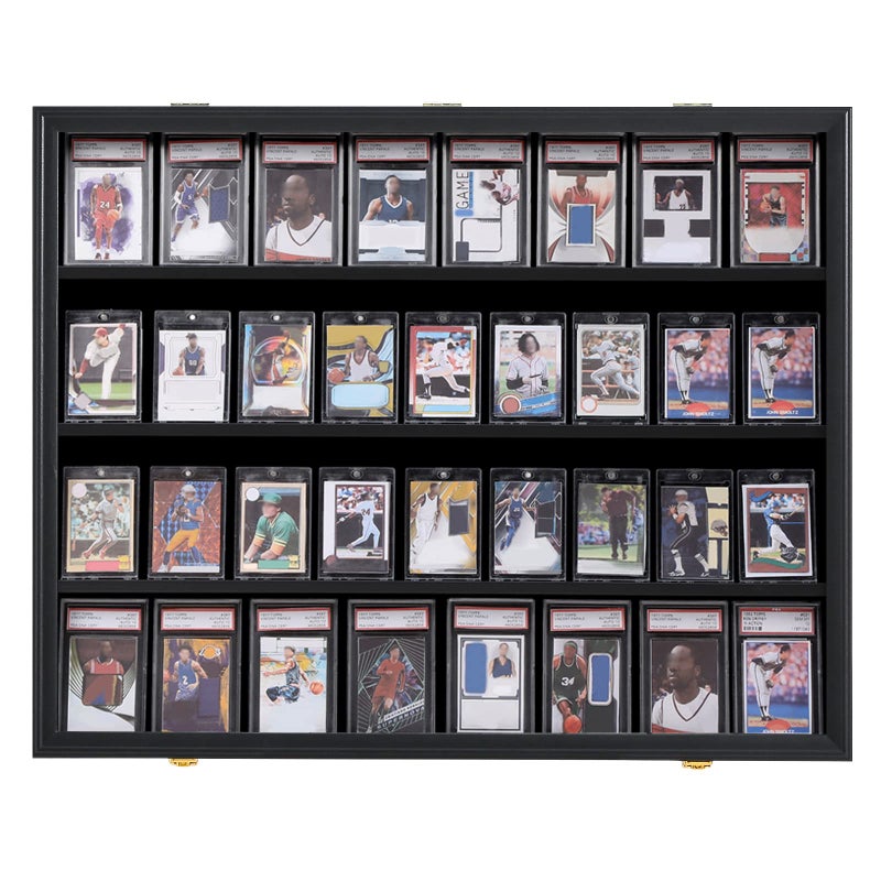 KCRasan 36 Graded Sports Card Display Case - Baseball Card Display Case Lockable - Collection Card Display, Wall Display Frame for Basketball Football Hockey Trading Cards with UV Protection Acrylic - Image 2