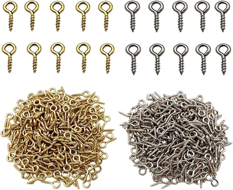 IDEALSV Small Mini Eyes Screw-in Hooks Jewelry Eye Pin,Silver+Gold Colors (500 PCS) - Image 1