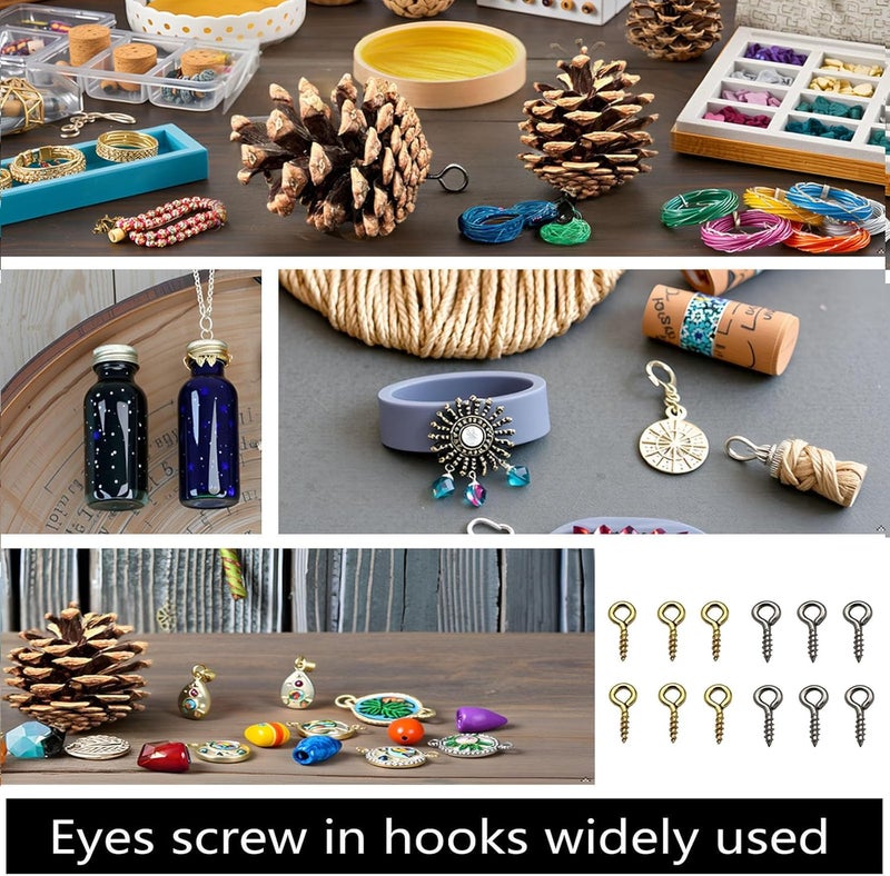 IDEALSV Small Mini Eyes Screw-in Hooks Jewelry Eye Pin,Silver+Gold Colors (500 PCS) - Image 2