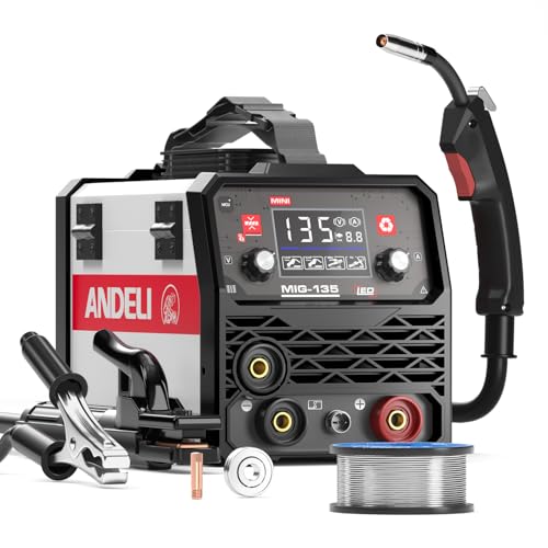 ANDELI 135Amp MIG Welder 110V Portable Gasless Welder Flux MIG/Lift Tig/Stick 3-in-1 Multiprocess Welder LED Digital Display Welding Machine IGBT Inverter Welder - Image 1