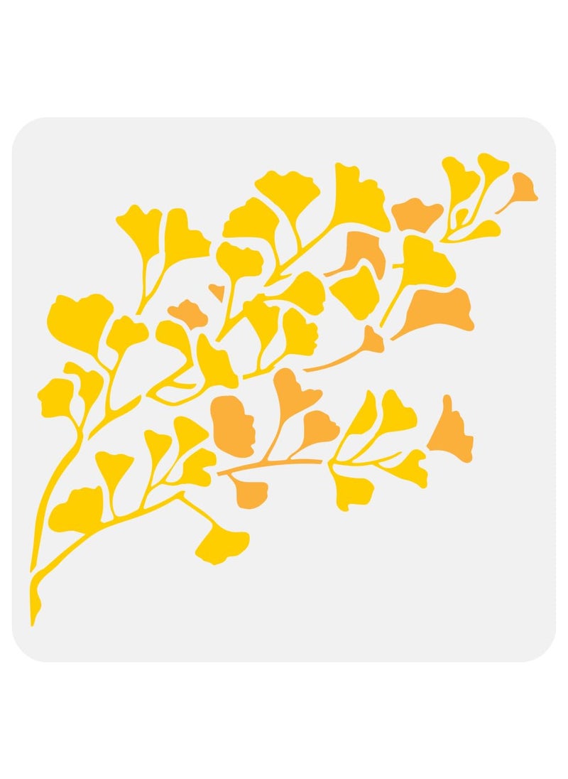 FINGERINSPIRE FINGERINSPIRE Ginkgo Tree Branches Stencil 11.8x11.8" Ginkgo Leaf Large Stencils Gingkgo Leaves Drawing Stencils Reusable Autumn Plants Painting Templates for Fabric Tiles Floor Furniture Wood 
