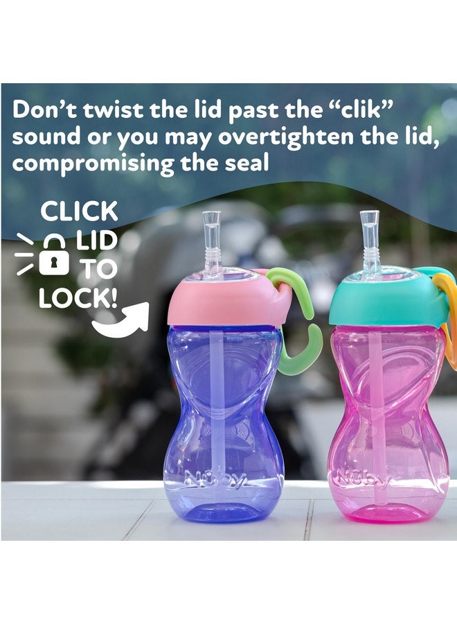 Nuby No-Spill Clik-It Flexi Straw Sippy Cup with Easy Grip - (3-Pack) 10 oz - Baby Sippy Cup for 6+ Month Old - Aqua/Pink/Purple - Image 5