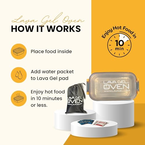 LAVA GEL فرن لافا جل – صندوق غداء ذاتي التسخين بدون لهب وسخان طعام محمول – بدون نار أو مقابس – يسخن العلب، الوجبات الجاهزة والوجبات في 10 دقائق – مثالي للتخييم، السفر، الطوارئ والمكتب - Image 2