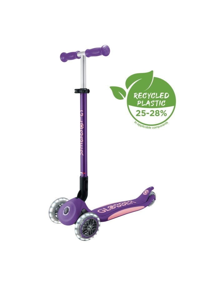 GLOBBER سكوتر جلوبر بريمو القابل للطي مع أضواء 3 عجلات باللون الأرجواني - Image 2