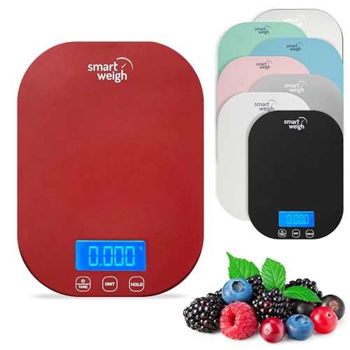 Smart Weigh Red Digital Kitchen Scale for Cooking, Weight Loss, Calorie Tracking, Baking, Food Portion Control, and Meal Prep - Accurate Measurements in Grams and Ounces - Image 1