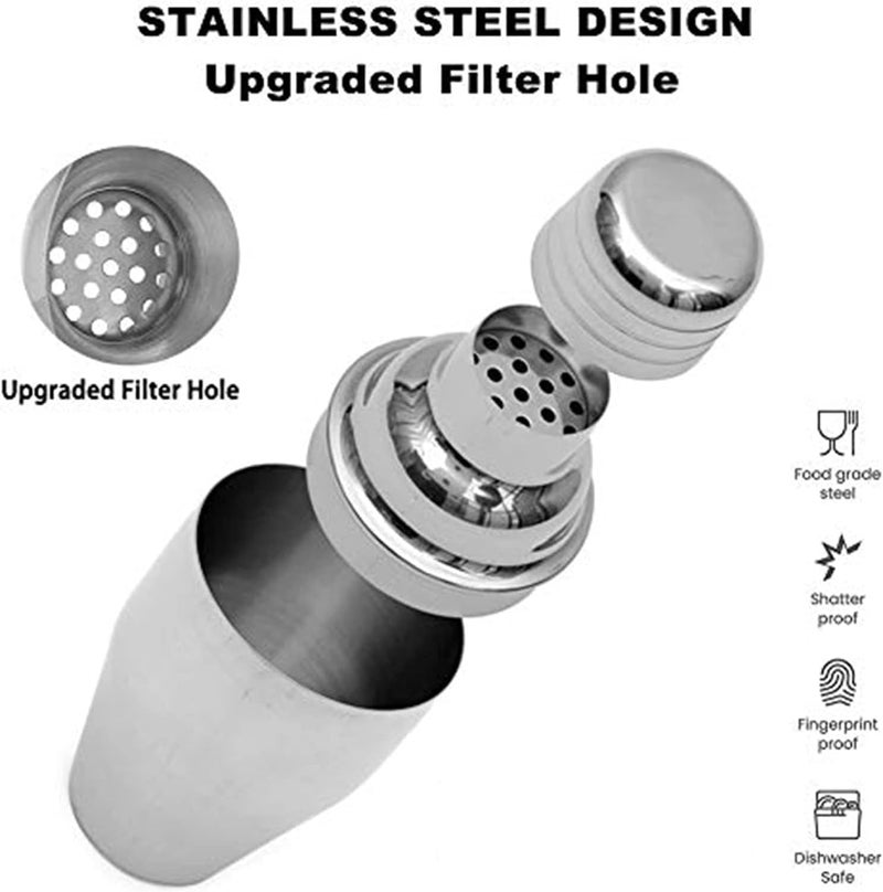 ZORGONS Zrorgons Stainless Steel Cocktail Shaker - Classic Martini Mixer with Built-in Strainer, Perfect for Home Bar or Bartender Gift - Compact and Portable 18oz (550ml) Size for Single Martinis - Image 3