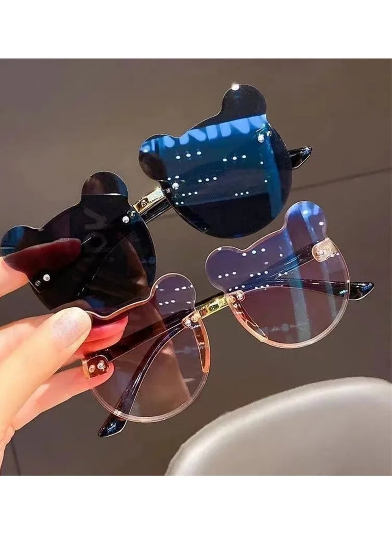 لوكسا نظارات شمسية للأطفال 2 قطعة على شكل دب لطيف، نظارات شمسية مستقطبة لحماية من الأشعة فوق البنفسجية للأطفال - Image 1