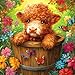 MINIWAN 500Piece Jigsaw Puzzle Cute Highland Cow with Butterfly Flower Design Unique Challenging Family Puzzle 20x20 Inches Ideal Gift for Adults Puzzle Enthusiasts - Image 2
