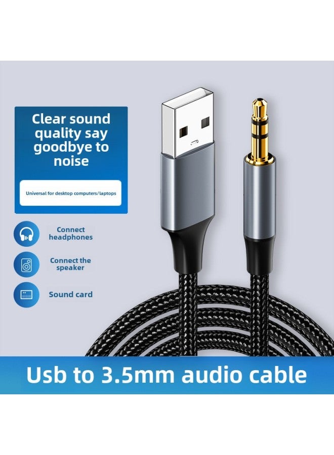 USB To 3.5mm Audio Cable Computer Connection Headset Speaker Cable Sound Card Accompaniment AUX Adapter-Colour:-Length:2m - Image 1