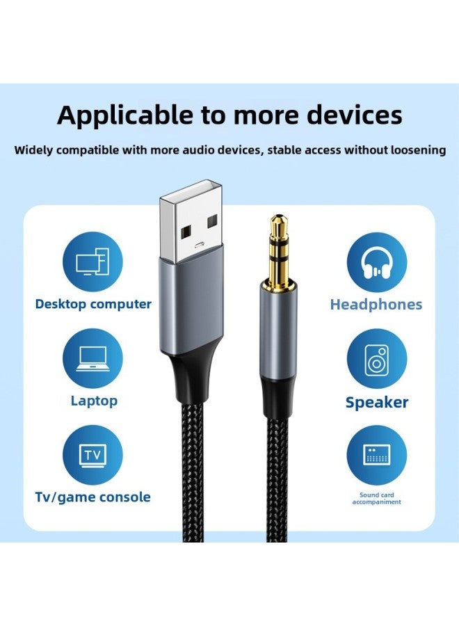 USB To 3.5mm Audio Cable Computer Connection Headset Speaker Cable Sound Card Accompaniment AUX Adapter-Colour:-Length:2m - Image 2