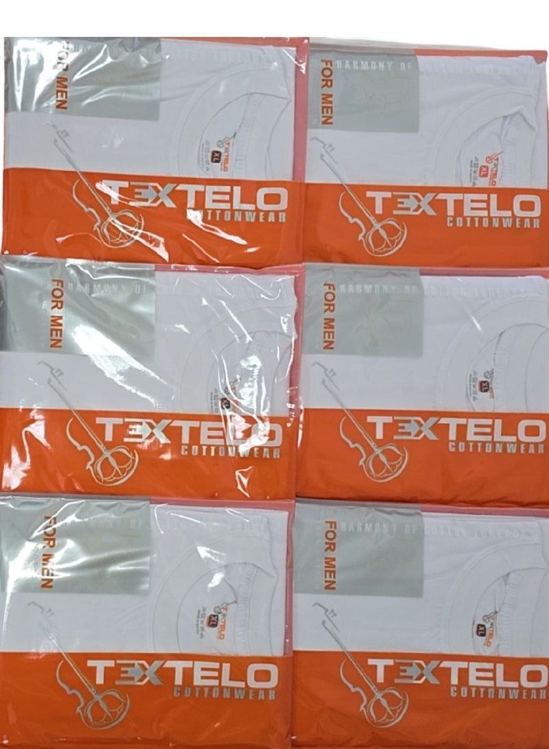 Textelo Pack of 6 Men's Combed Cotton White T-Shirt  Crew Neck Short Sleeve Made in Egypt - Image 2