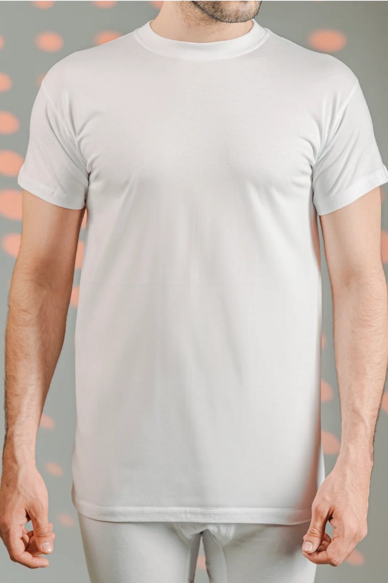 Textelo Pack of 6 Men's Combed Cotton White T-Shirt  Crew Neck Short Sleeve Made in Egypt - Image 4