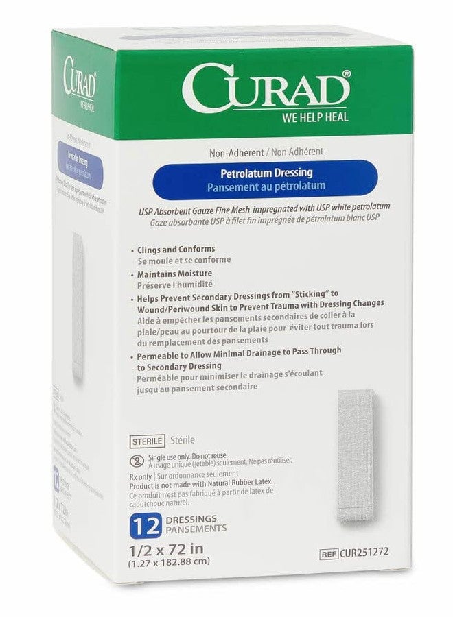 CURAD ضمادة جاز غير لاصقة معقمة من ميدلاين CURAD، 1/2 بوصة × 72 بوصة، مثالية للجروح غير النازفة، علبة تحتوي على 72 قطعة - Image 1