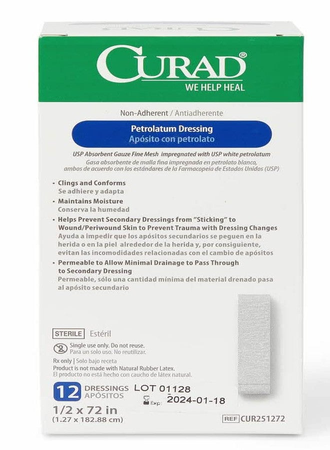 CURAD ضمادة جاز غير لاصقة معقمة من ميدلاين CURAD، 1/2 بوصة × 72 بوصة، مثالية للجروح غير النازفة، علبة تحتوي على 72 قطعة - Image 3