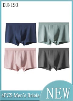 DUNISO 4 Pack Men's Briefs Set Men's Cotton Boxers Short Briefs Underwear Breathable and Soft Underpants with High Elastic Waistband  - Image 1