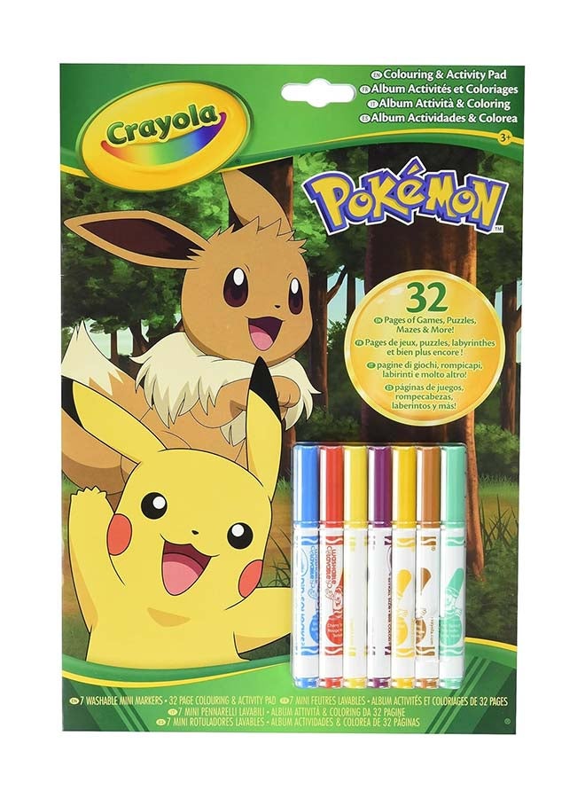 Crayola Pokemon Activities Coloring Book | 32 Pages with 7 Markers Included Featuring All Your Favorite Pokemon Characters Creative Fun at Home and On-the-Go | Ages 3+ - Image 1
