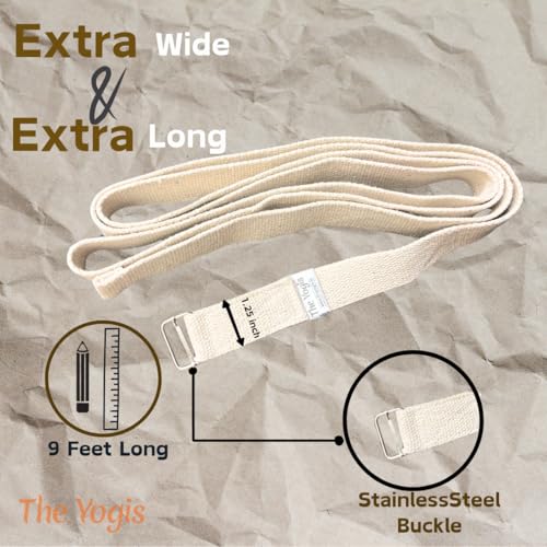 The Yogis Yoga Stretch Belt for All Levels of Asanas Organic Cotton Belt | Best for Yoga, Pilates, Physical Therapy, Fitness iyengar yoga belt prop's | 9 Feet Long Premium Cotton Belt - Image 5