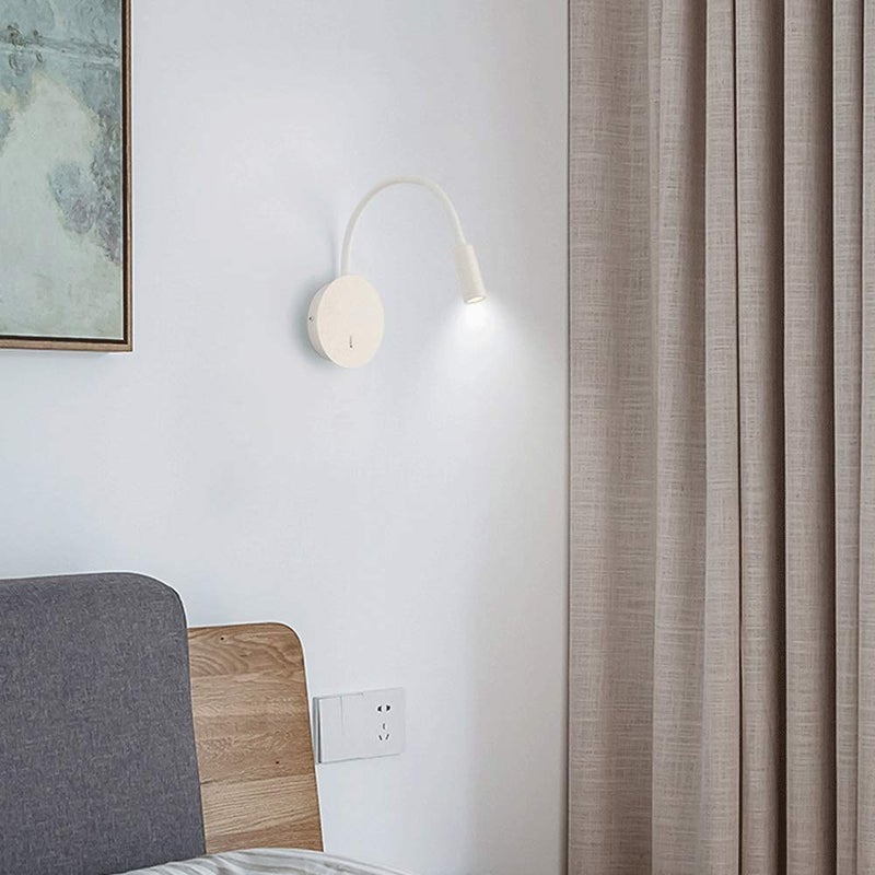 Modern White 6000k LED Wall Sconce Gooseneck Reading Light For Bedroom Living Room Study - Image 3