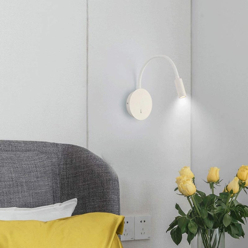 Modern White 6000k LED Wall Sconce Gooseneck Reading Light For Bedroom Living Room Study - Image 4