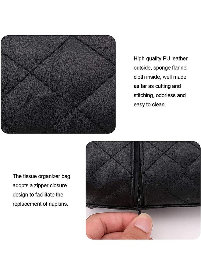 Generic Car Leather Tissue Holder Car Armrest Box Tissue Holder Luxury Black Leather for Car Back Seat Headrest Hanging Tissue Boxes Holder Case Multi-use Car Tissue Paper Holder  - Image 5