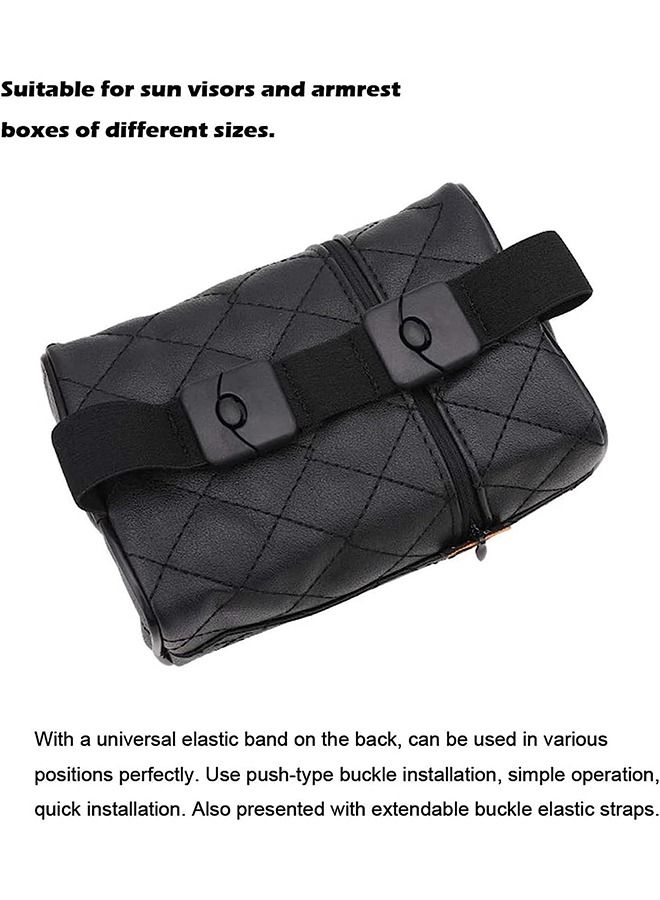 Generic Car Leather Tissue Holder Car Armrest Box Tissue Holder Luxury Black Leather for Car Back Seat Headrest Hanging Tissue Boxes Holder Case Multi-use Car Tissue Paper Holder  - Image 3